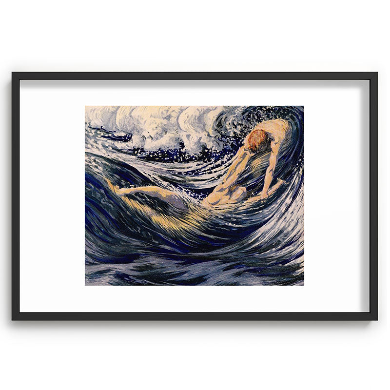 "Two fishes swimming in the sea not more lawless than we" (Margaret C. Cook, Leaves of Grass, 1913) Framed Art Print