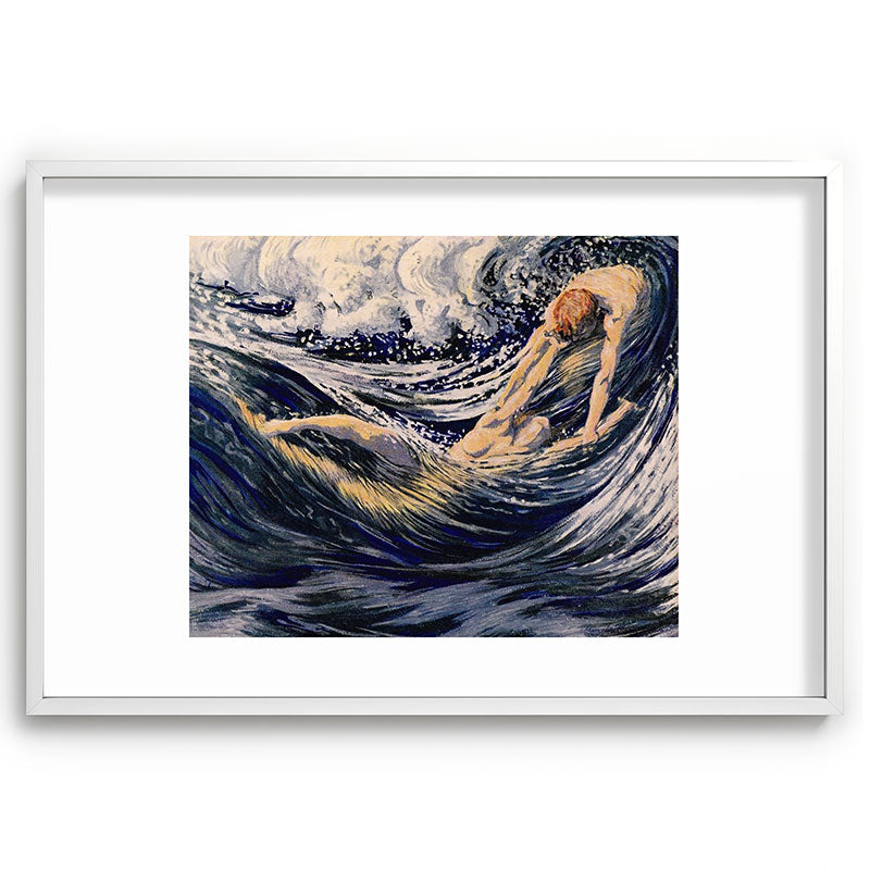 "Two fishes swimming in the sea not more lawless than we" (Margaret C. Cook, Leaves of Grass, 1913) Framed Art Print