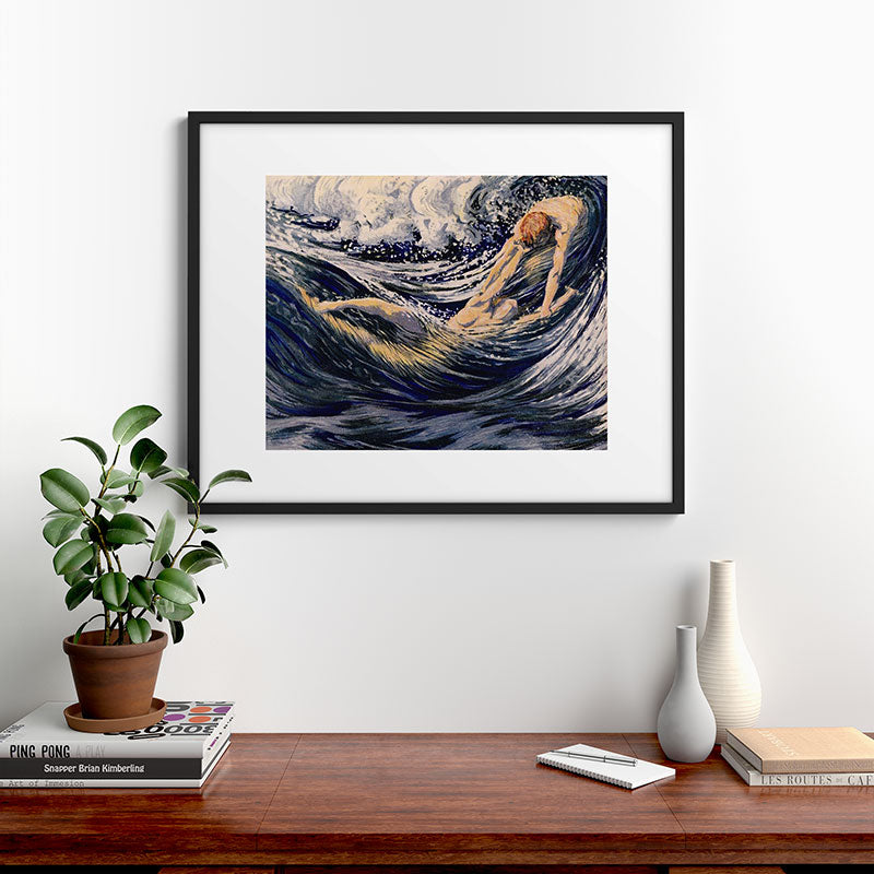 "Two fishes swimming in the sea not more lawless than we" (Margaret C. Cook, Leaves of Grass, 1913) Framed Art Print