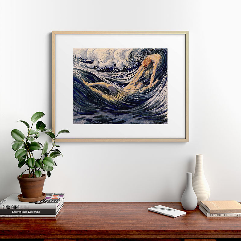 "Two fishes swimming in the sea not more lawless than we" (Margaret C. Cook, Leaves of Grass, 1913) Framed Art Print