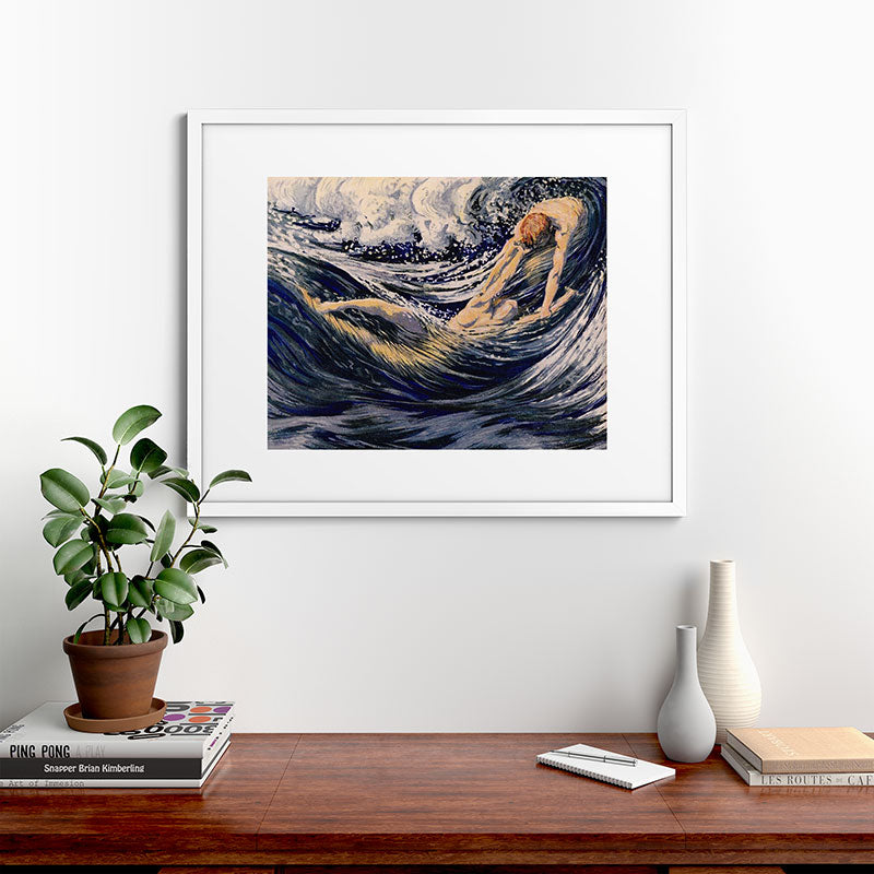 "Two fishes swimming in the sea not more lawless than we" (Margaret C. Cook, Leaves of Grass, 1913) Framed Art Print