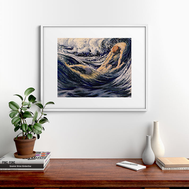 "Two fishes swimming in the sea not more lawless than we" (Margaret C. Cook, Leaves of Grass, 1913) Framed Art Print