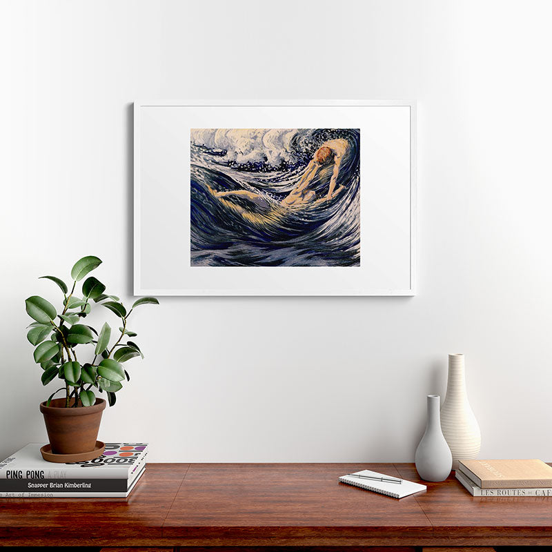 "Two fishes swimming in the sea not more lawless than we" (Margaret C. Cook, Leaves of Grass, 1913) Framed Art Print