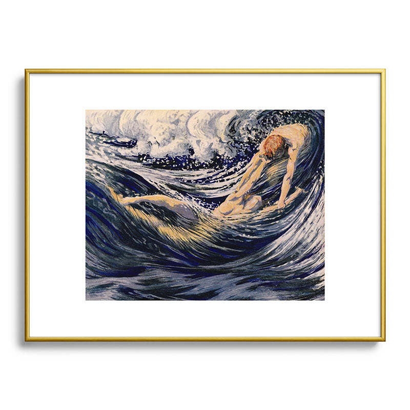"Two fishes swimming in the sea not more lawless than we" (Margaret C. Cook, Leaves of Grass, 1913) Framed Art Print