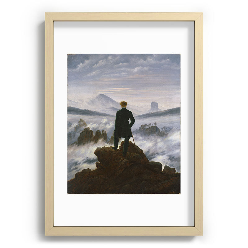 "Wanderer above the Sea of Fog" ("Der Wanderer ��ber dem Nebelmeer") by Caspar David Friedrich, circa 1817  Framed Art Print