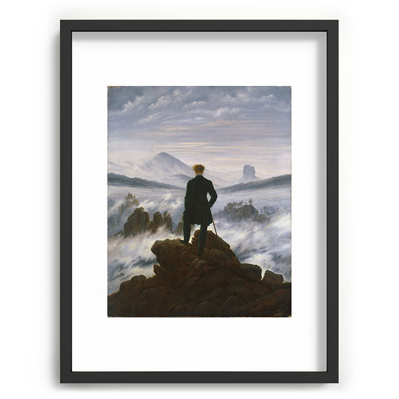 "Wanderer above the Sea of Fog" ("Der Wanderer ��ber dem Nebelmeer") by Caspar David Friedrich, circa 1817  Framed Art Print