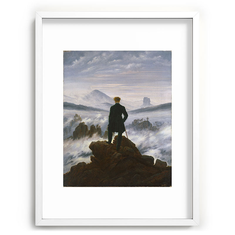 "Wanderer above the Sea of Fog" ("Der Wanderer ��ber dem Nebelmeer") by Caspar David Friedrich, circa 1817  Framed Art Print