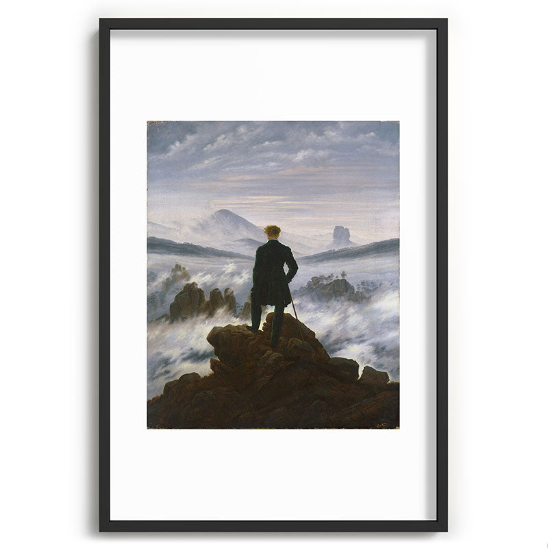 "Wanderer above the Sea of Fog" ("Der Wanderer ��ber dem Nebelmeer") by Caspar David Friedrich, circa 1817  Framed Art Print