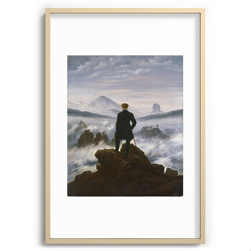 "Wanderer above the Sea of Fog" ("Der Wanderer ��ber dem Nebelmeer") by Caspar David Friedrich, circa 1817  Framed Art Print