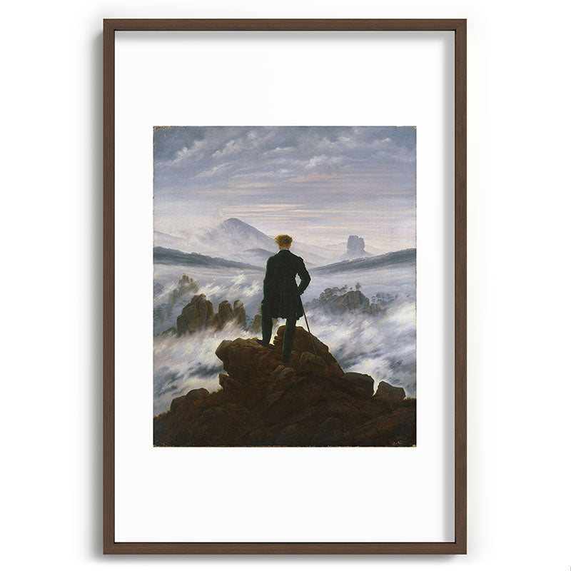 "Wanderer above the Sea of Fog" ("Der Wanderer ��ber dem Nebelmeer") by Caspar David Friedrich, circa 1817  Framed Art Print