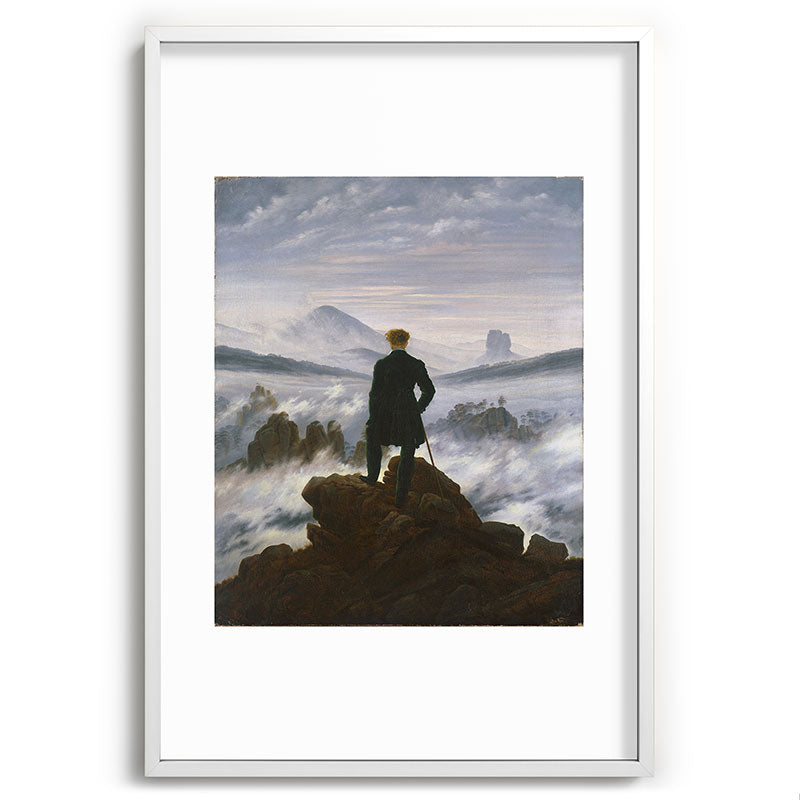 "Wanderer above the Sea of Fog" ("Der Wanderer ��ber dem Nebelmeer") by Caspar David Friedrich, circa 1817  Framed Art Print