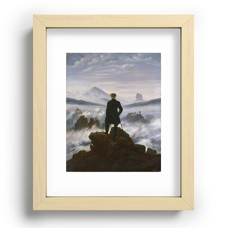 "Wanderer above the Sea of Fog" ("Der Wanderer ��ber dem Nebelmeer") by Caspar David Friedrich, circa 1817  Framed Art Print