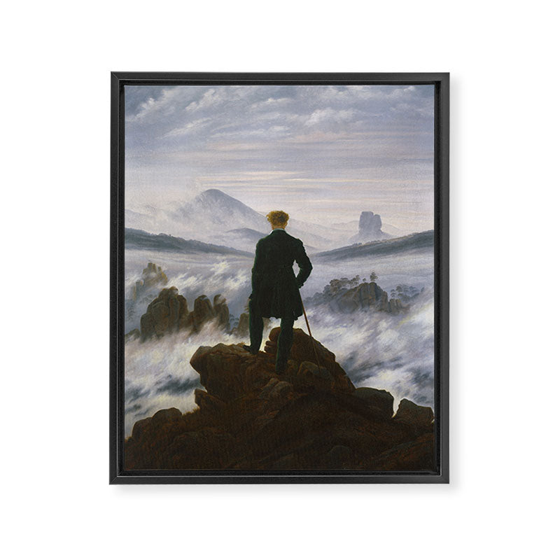 "Wanderer above the Sea of Fog" ("Der Wanderer ��ber dem Nebelmeer") by Caspar David Friedrich, circa 1817  Framed Canvas Print