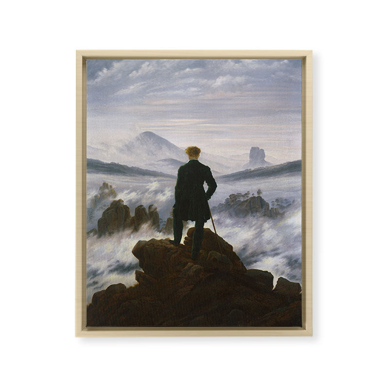 "Wanderer above the Sea of Fog" ("Der Wanderer ��ber dem Nebelmeer") by Caspar David Friedrich, circa 1817  Framed Canvas Print