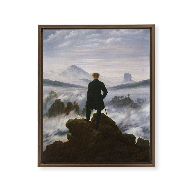 "Wanderer above the Sea of Fog" ("Der Wanderer ��ber dem Nebelmeer") by Caspar David Friedrich, circa 1817  Framed Canvas Print