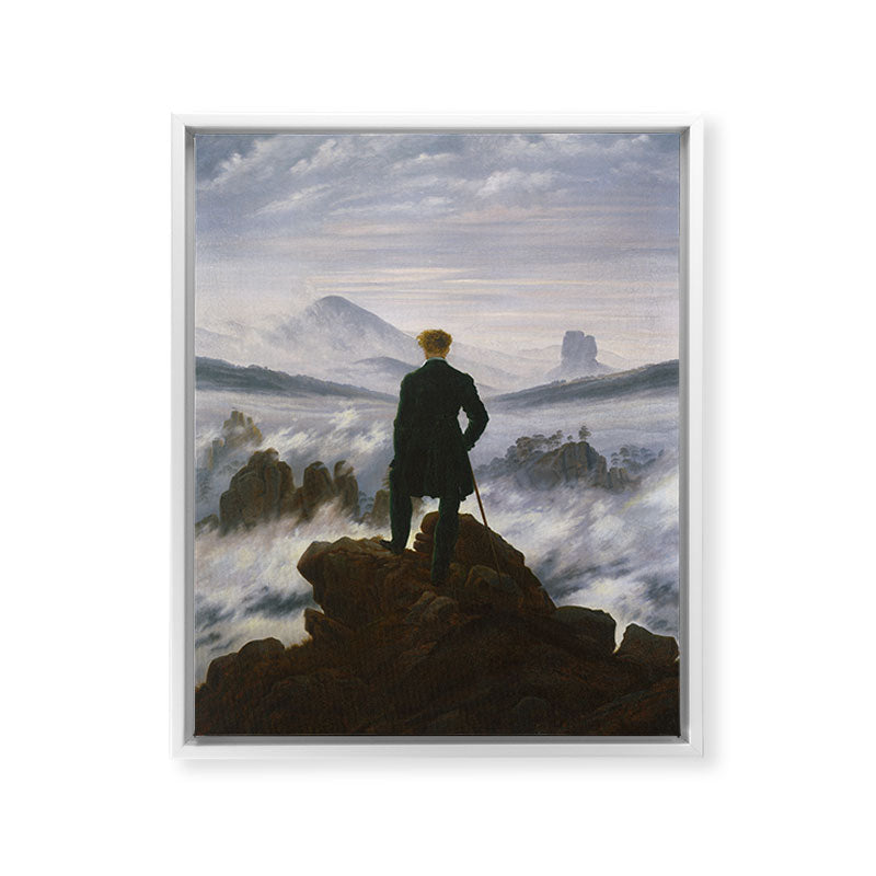 "Wanderer above the Sea of Fog" ("Der Wanderer ��ber dem Nebelmeer") by Caspar David Friedrich, circa 1817  Framed Canvas Print