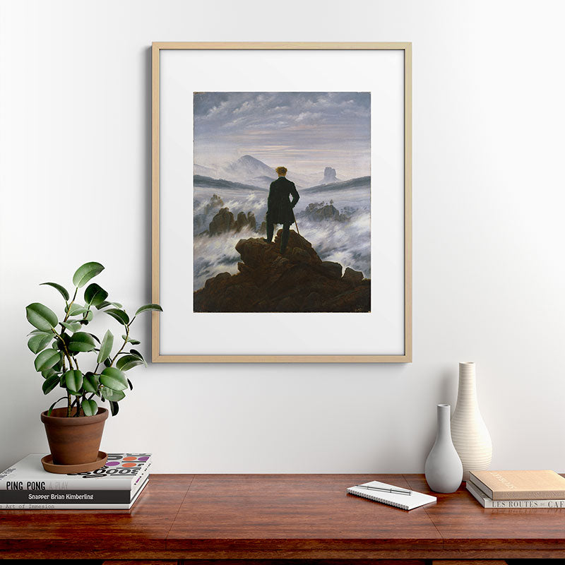 "Wanderer above the Sea of Fog" ("Der Wanderer ��ber dem Nebelmeer") by Caspar David Friedrich, circa 1817  Framed Art Print