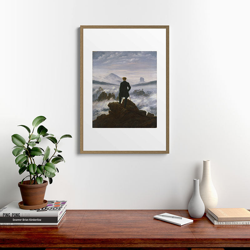 "Wanderer above the Sea of Fog" ("Der Wanderer ��ber dem Nebelmeer") by Caspar David Friedrich, circa 1817  Framed Art Print