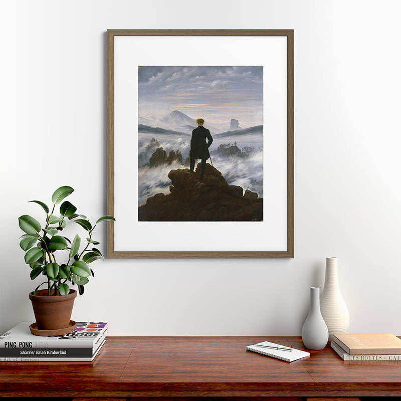 "Wanderer above the Sea of Fog" ("Der Wanderer ��ber dem Nebelmeer") by Caspar David Friedrich, circa 1817  Framed Art Print