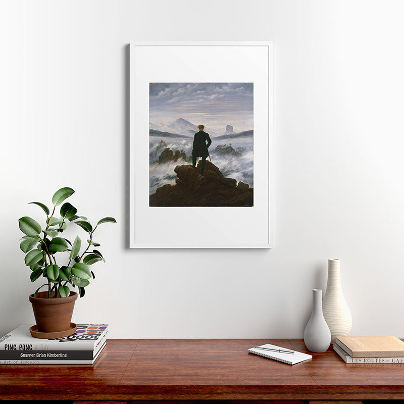 "Wanderer above the Sea of Fog" ("Der Wanderer ��ber dem Nebelmeer") by Caspar David Friedrich, circa 1817  Framed Art Print
