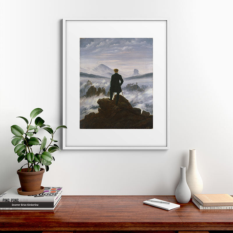 "Wanderer above the Sea of Fog" ("Der Wanderer ��ber dem Nebelmeer") by Caspar David Friedrich, circa 1817  Framed Art Print