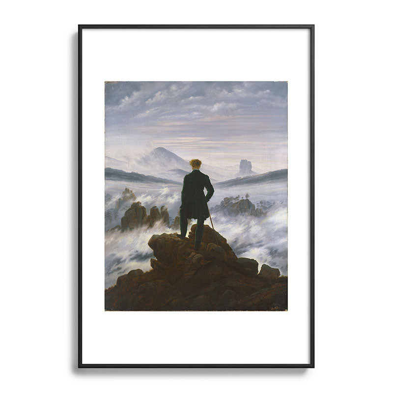 "Wanderer above the Sea of Fog" ("Der Wanderer ��ber dem Nebelmeer") by Caspar David Friedrich, circa 1817  Framed Art Print