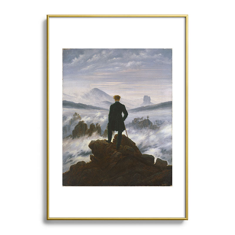 "Wanderer above the Sea of Fog" ("Der Wanderer ��ber dem Nebelmeer") by Caspar David Friedrich, circa 1817  Framed Art Print