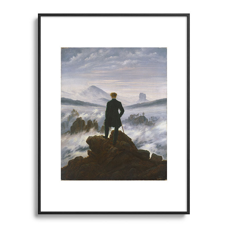 "Wanderer above the Sea of Fog" ("Der Wanderer ��ber dem Nebelmeer") by Caspar David Friedrich, circa 1817  Framed Art Print