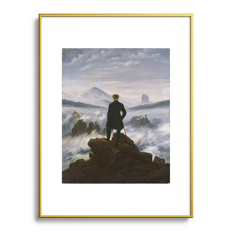 "Wanderer above the Sea of Fog" ("Der Wanderer ��ber dem Nebelmeer") by Caspar David Friedrich, circa 1817  Framed Art Print