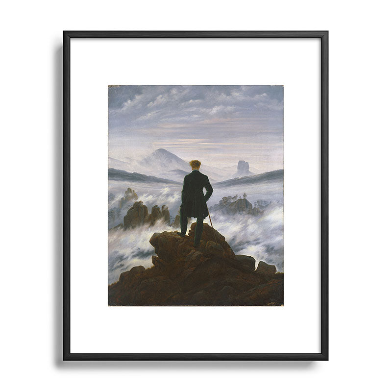 "Wanderer above the Sea of Fog" ("Der Wanderer ��ber dem Nebelmeer") by Caspar David Friedrich, circa 1817  Framed Art Print