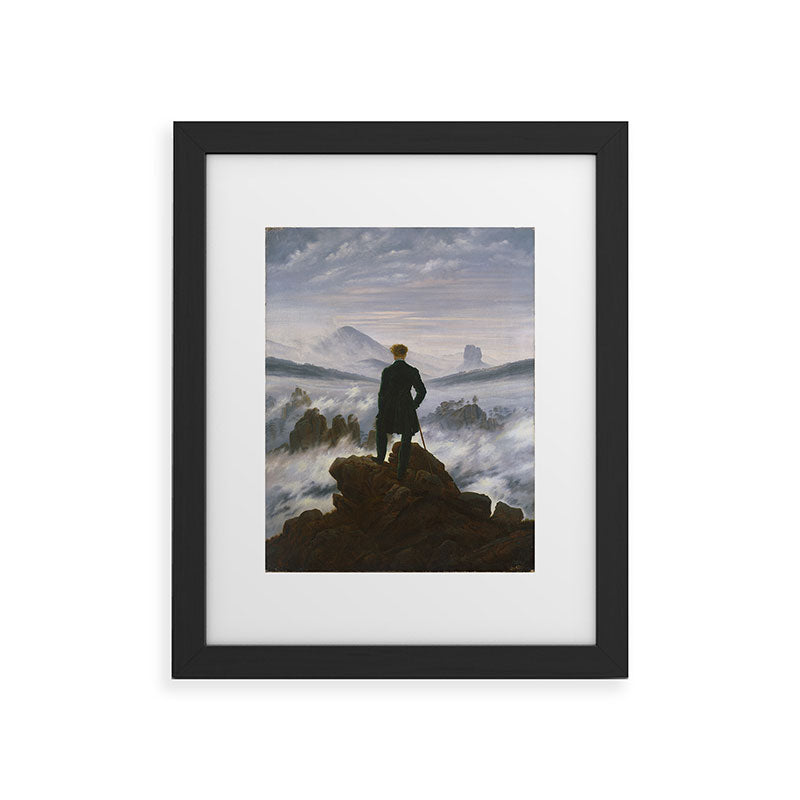 "Wanderer above the Sea of Fog" ("Der Wanderer ��ber dem Nebelmeer") by Caspar David Friedrich, circa 1817  Framed Art Print