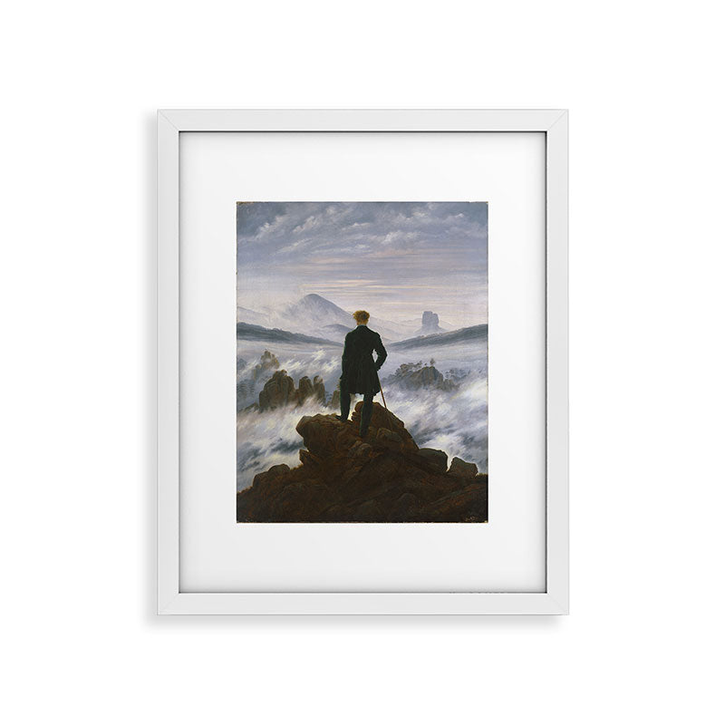 "Wanderer above the Sea of Fog" ("Der Wanderer ��ber dem Nebelmeer") by Caspar David Friedrich, circa 1817  Framed Art Print