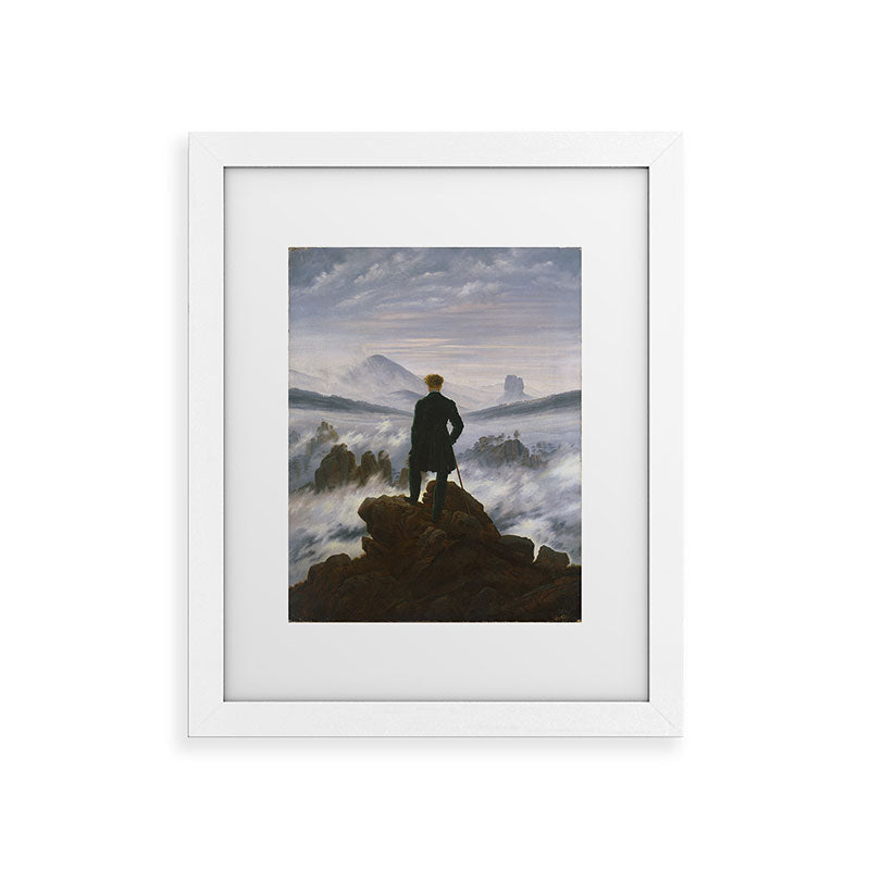 "Wanderer above the Sea of Fog" ("Der Wanderer ��ber dem Nebelmeer") by Caspar David Friedrich, circa 1817  Framed Art Print