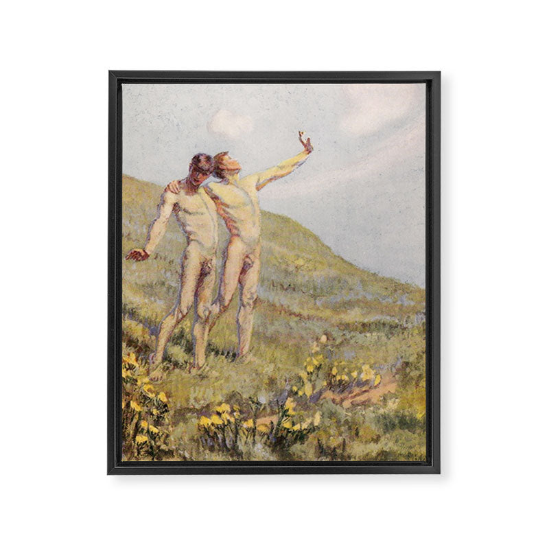 "Whose happiest days were far and away through fields, ... he and another wandering" (Margaret Cook) Framed Canvas Print