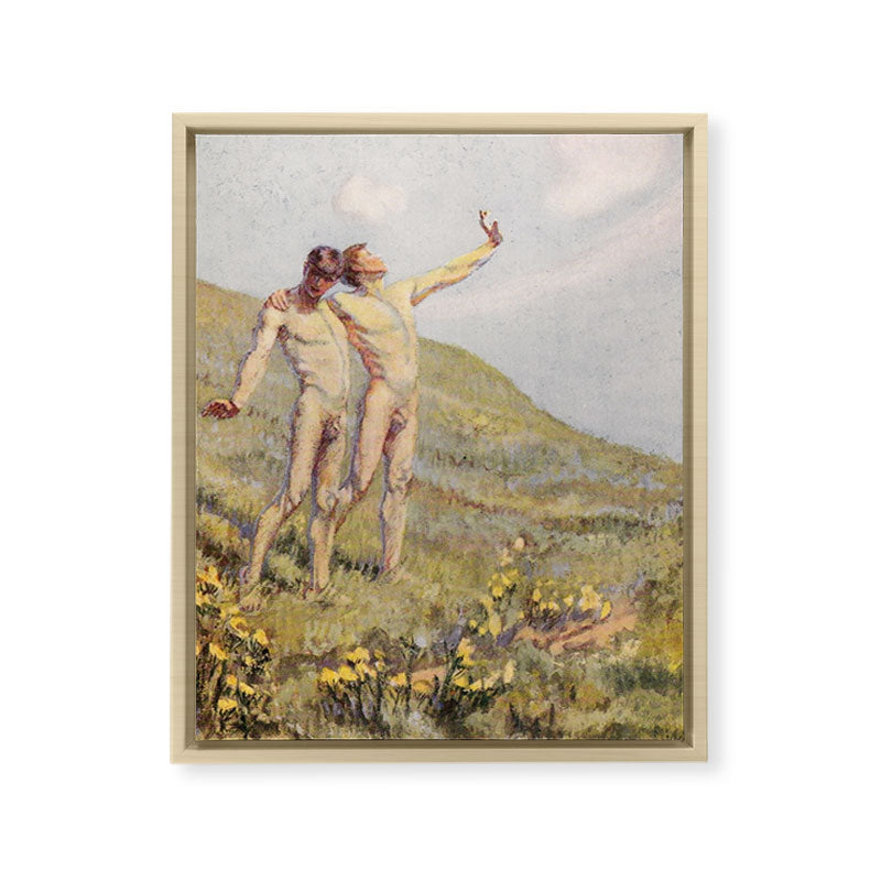 "Whose happiest days were far and away through fields, ... he and another wandering" (Margaret Cook) Framed Canvas Print