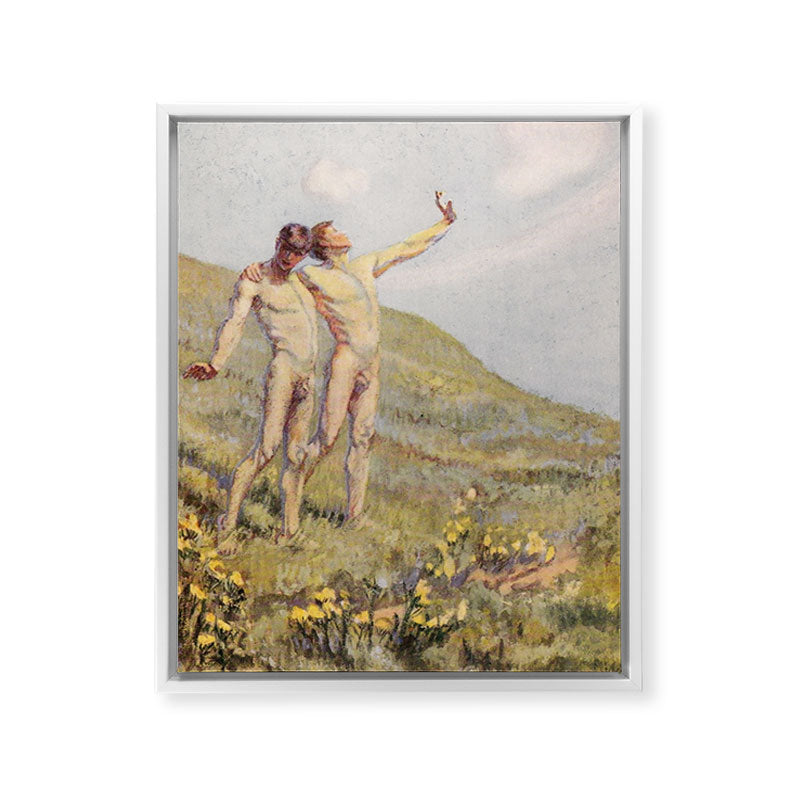 "Whose happiest days were far and away through fields, ... he and another wandering" (Margaret Cook) Framed Canvas Print