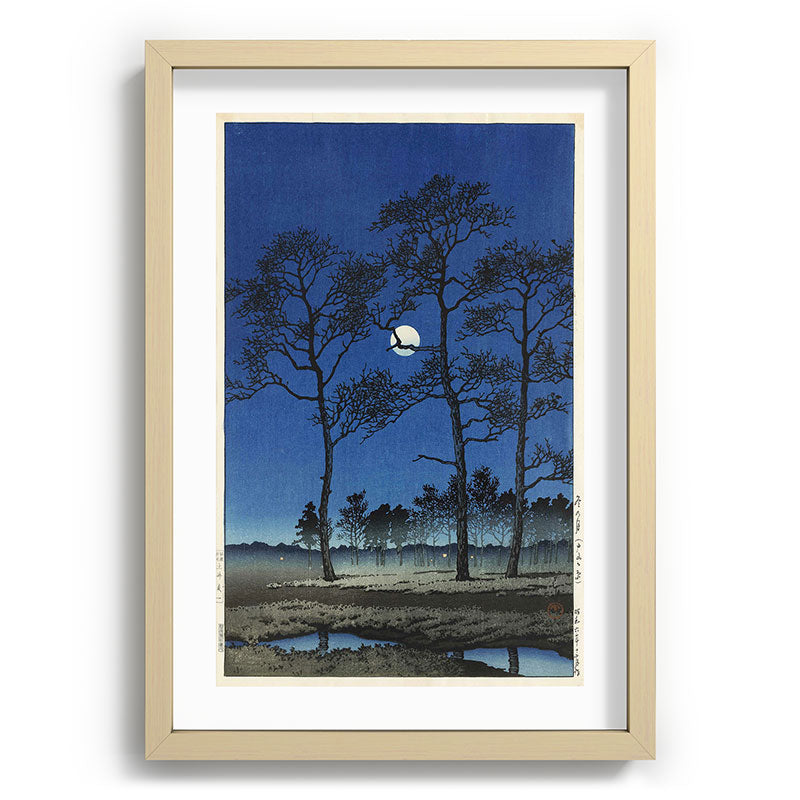 "Winter Moon at Toyamagahara" by Hasui Kawase, 1931 Framed Art Print
