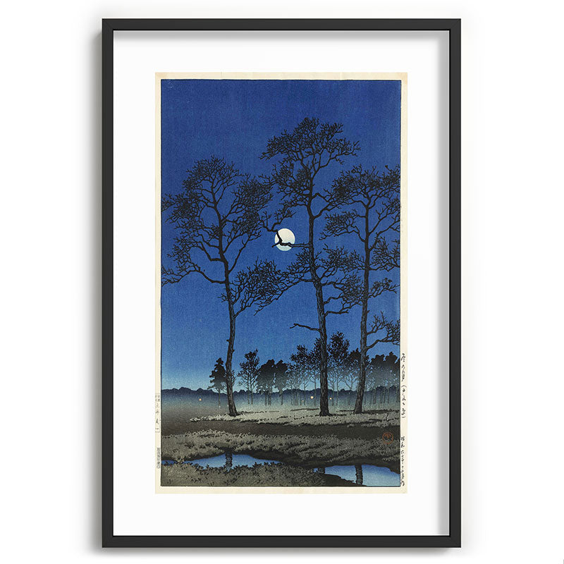 "Winter Moon at Toyamagahara" by Hasui Kawase, 1931 Framed Art Print