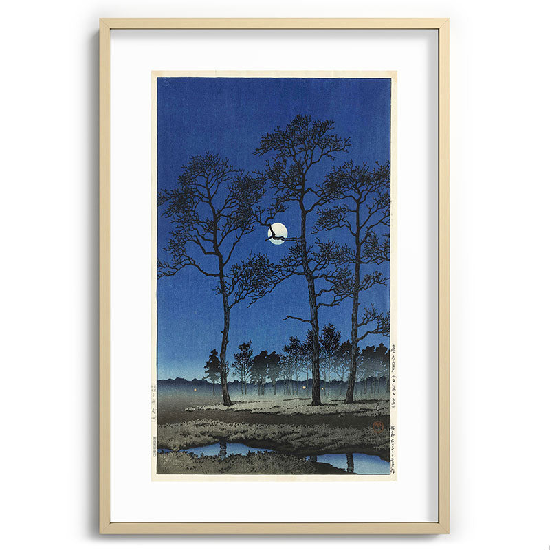 "Winter Moon at Toyamagahara" by Hasui Kawase, 1931 Framed Art Print
