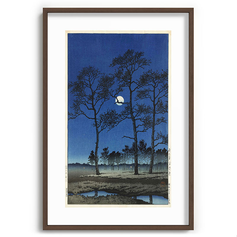 "Winter Moon at Toyamagahara" by Hasui Kawase, 1931 Framed Art Print
