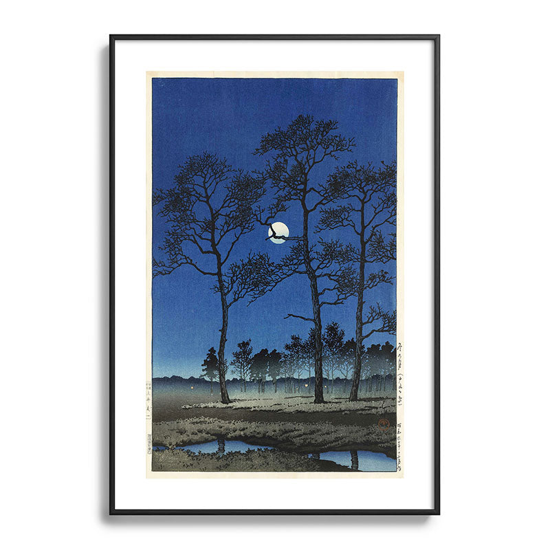 "Winter Moon at Toyamagahara" by Hasui Kawase, 1931 Framed Art Print
