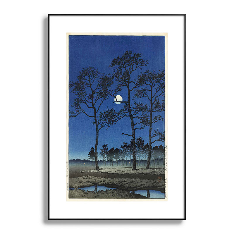 "Winter Moon at Toyamagahara" by Hasui Kawase, 1931 Framed Art Print