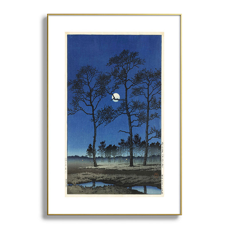 "Winter Moon at Toyamagahara" by Hasui Kawase, 1931 Framed Art Print