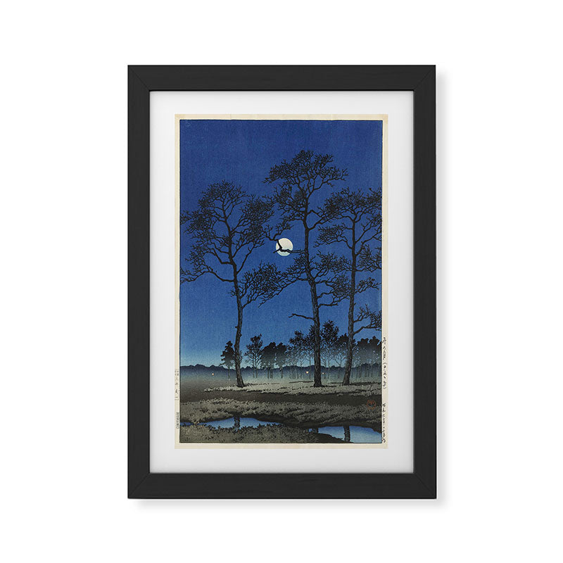 "Winter Moon at Toyamagahara" by Hasui Kawase, 1931 Framed Art Print
