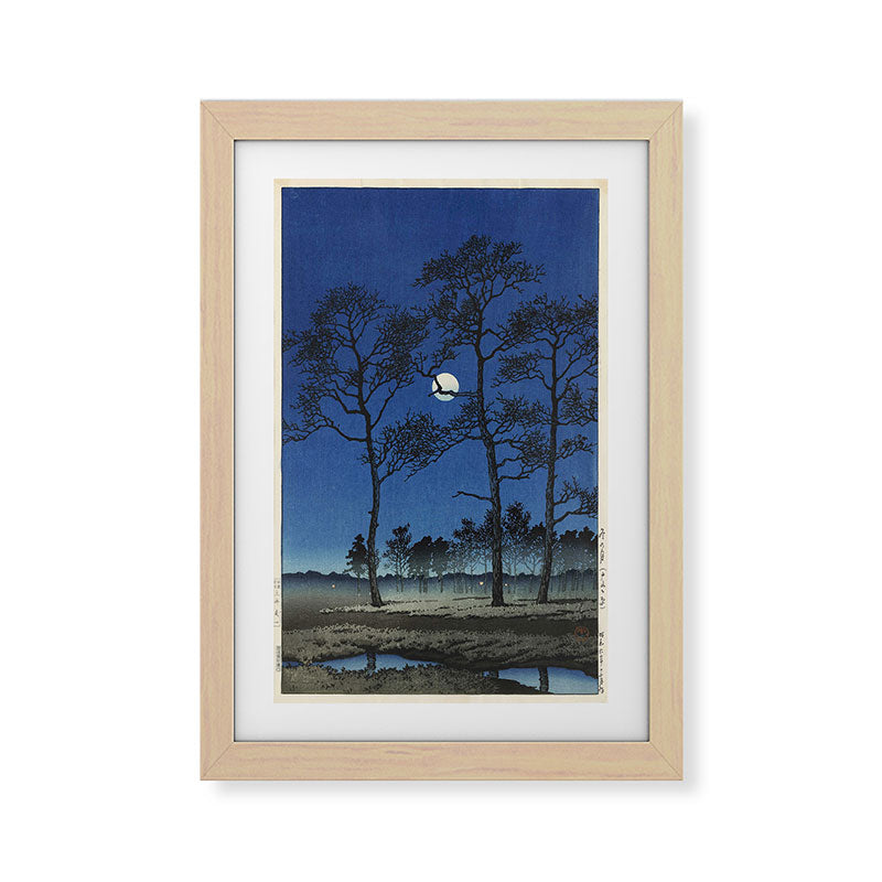 "Winter Moon at Toyamagahara" by Hasui Kawase, 1931 Framed Art Print
