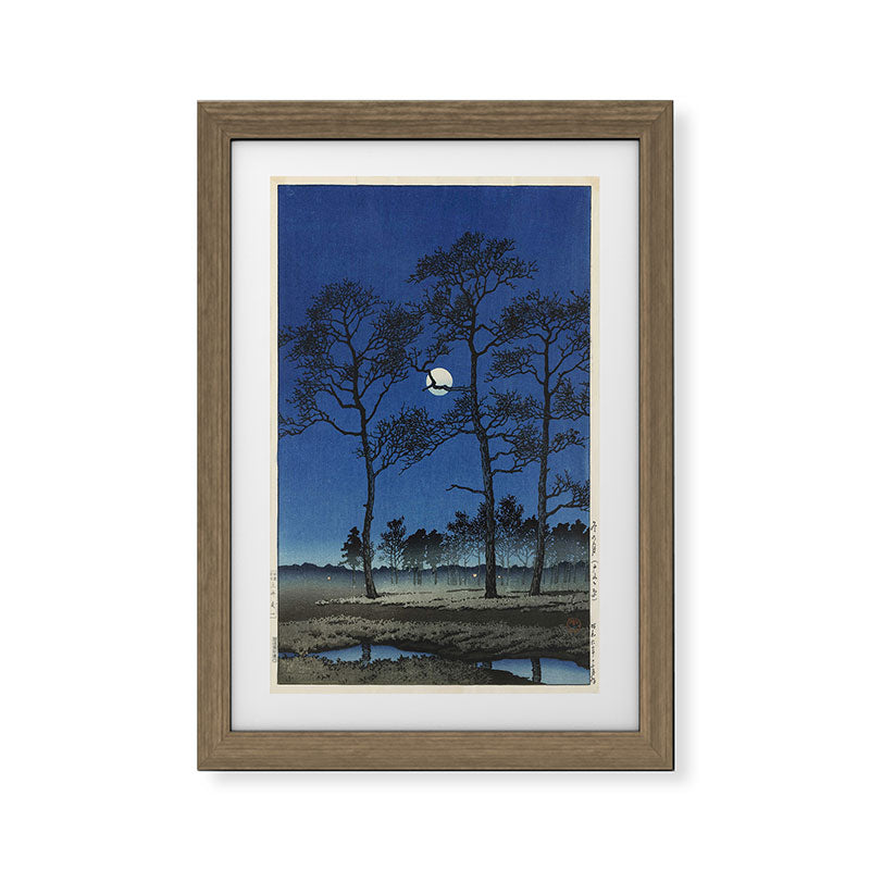 "Winter Moon at Toyamagahara" by Hasui Kawase, 1931 Framed Art Print