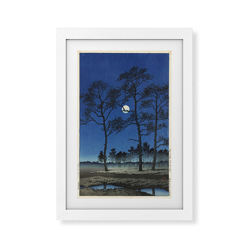 "Winter Moon at Toyamagahara" by Hasui Kawase, 1931 Framed Art Print