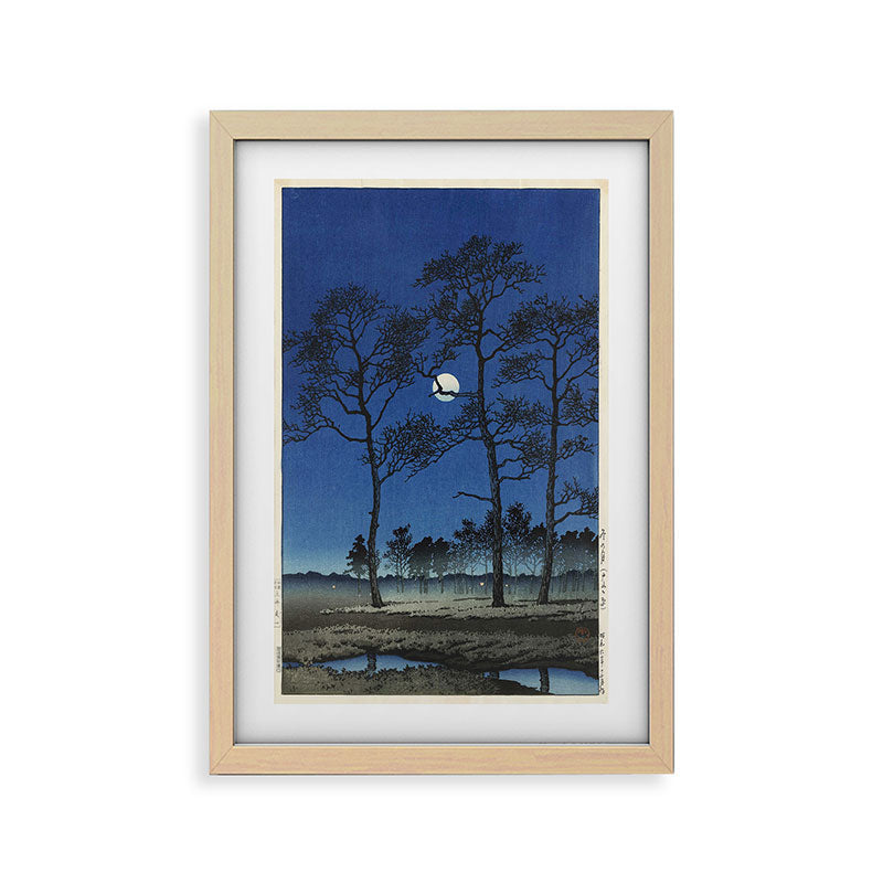 "Winter Moon at Toyamagahara" by Hasui Kawase, 1931 Framed Art Print