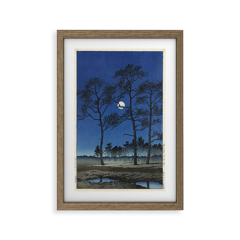 "Winter Moon at Toyamagahara" by Hasui Kawase, 1931 Framed Art Print