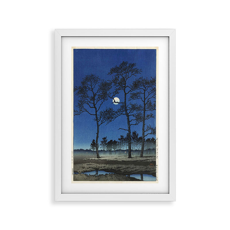 "Winter Moon at Toyamagahara" by Hasui Kawase, 1931 Framed Art Print